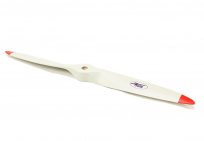 Fiala träpropeller 22x8 Vit med röda spetsar