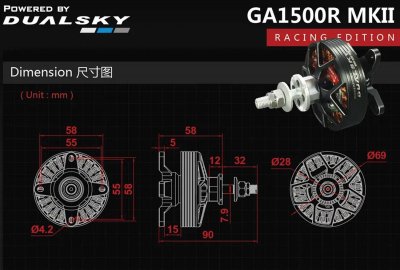 Dualsky GA1500R MKII KV:545, 305gr (5-6S)