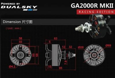 Dualsky GA2000R.7 MKII KV:465, 384gr (5-6S)