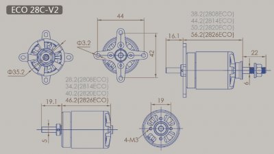 Dualsky ECO 2826C V2 KV:850 165gr (3-4S)