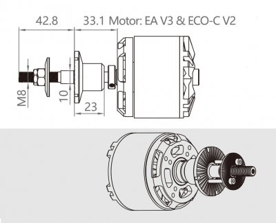 Smart propeller adapter för 8mm axel med integrerad avdragare