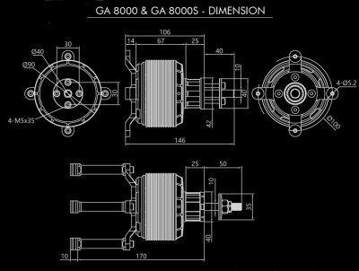 Dualsky GA8000.8S V2 KV:160, 1140gr (12-14S)