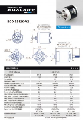 Dualsky ECO 2312C V2 KV:1150 55gr (2-3S)
