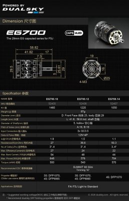 Dualsky EG700.12, KV1220, 86gr
