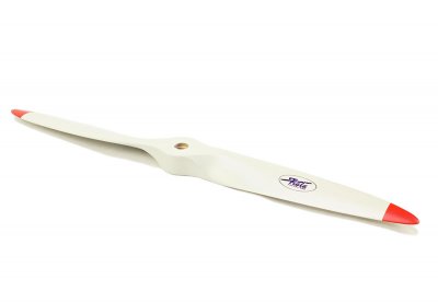 Fiala träpropeller 24x8 Vit med röda spetsar