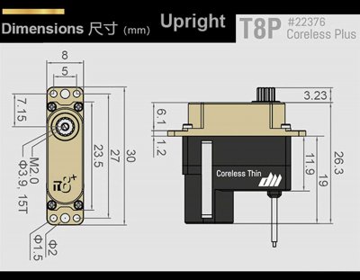 Dualsky T8P Digitalt, 8,4V, 5,9kg, 11,8 gram