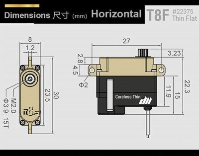 Dualsky T8F Digitalt, 8,4V, 3,0kg, 10,6 gram