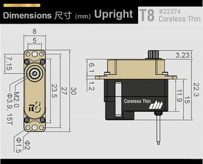 Dualsky T8 Digitalt, 8,4V, 3,0kg, 11,8 gram