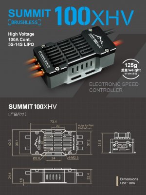 Dualsky SUMMIT 100XHV 5-14S Opto med Telemetri (Futaba/Jeti) SBus2,EXBus,SRXL2
