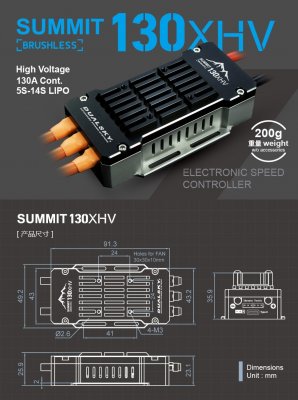 Dualsky SUMMIT 130XHV 5-14S Opto med Telemetri (Futaba/Jeti) SBus2,EXBus,SRXL2