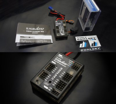 Dualsky S.HUB DUO för dubbla mottagare stöder Futaba S.bus, Jeti EX.BUS, Spektrum SRXL
